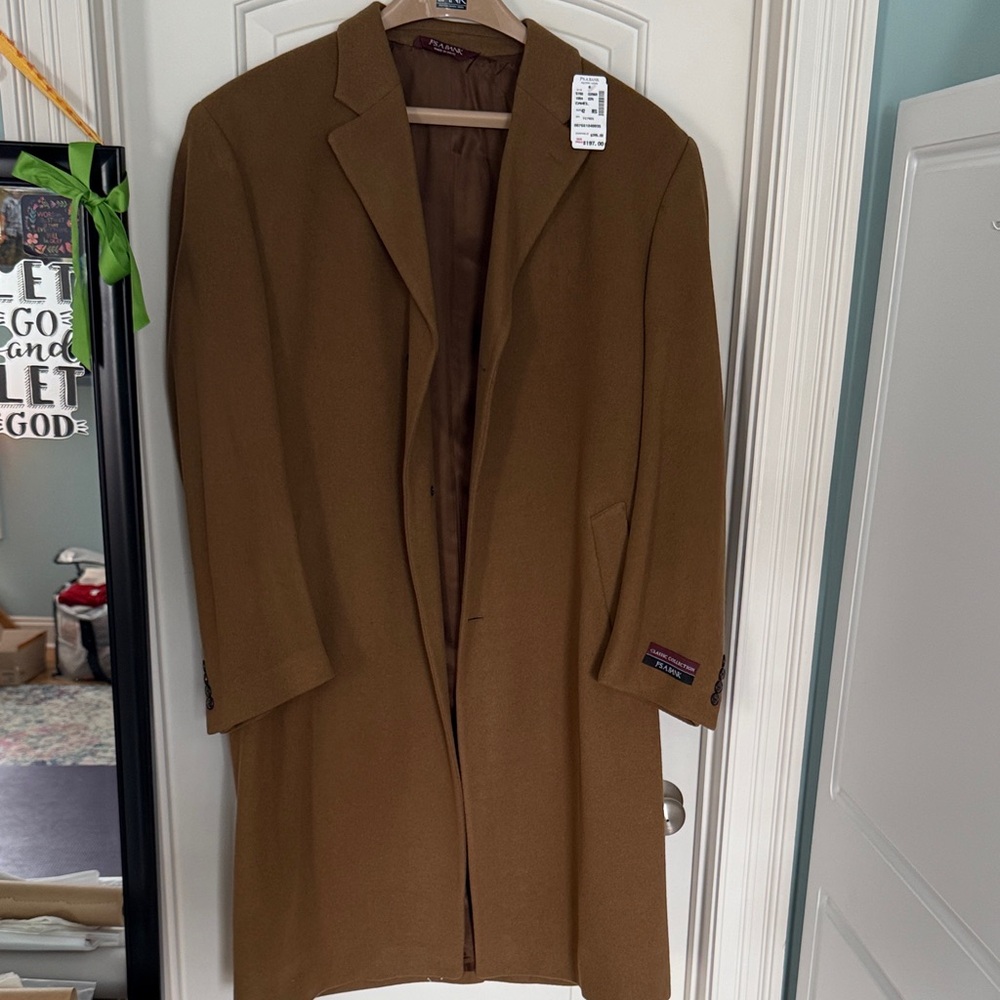 NWT Jos. A. Bank Camel Trench Coat for Men Size 42 Reg